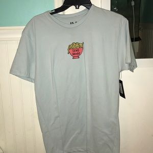 "Send Noods" light blue shirt.